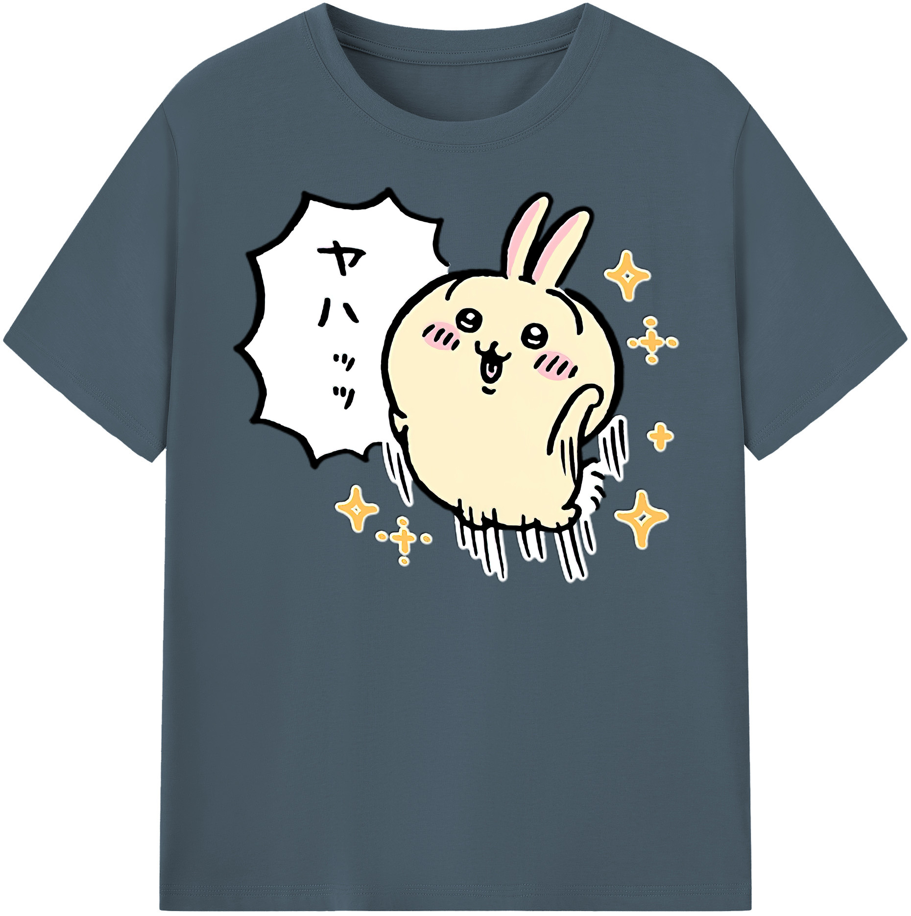（画像用） ちいかわ うさぎ Chii-kawa usagi 綿100％半袖Tシャツ（フロントプリント）